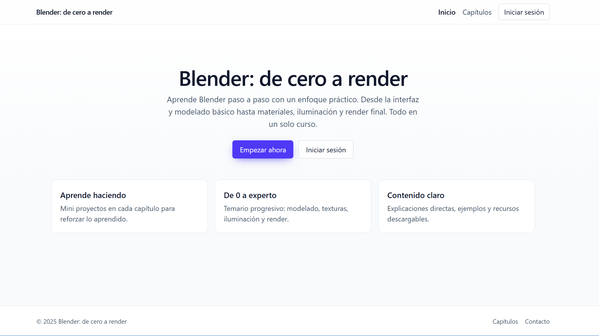 Captura de pantalla del proyecto Curso de Blender