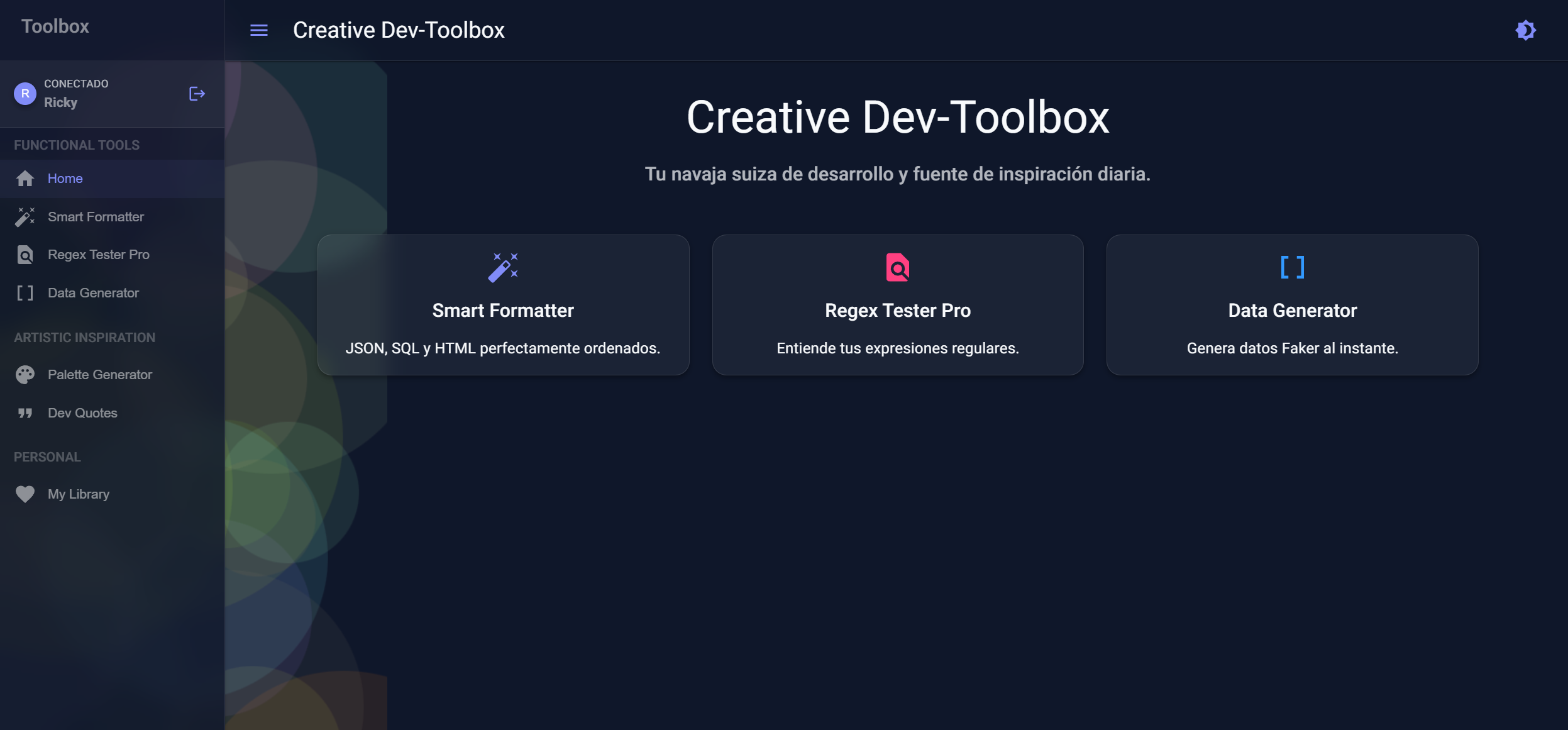 Captura de pantalla del proyecto Creative Dev Toolbox