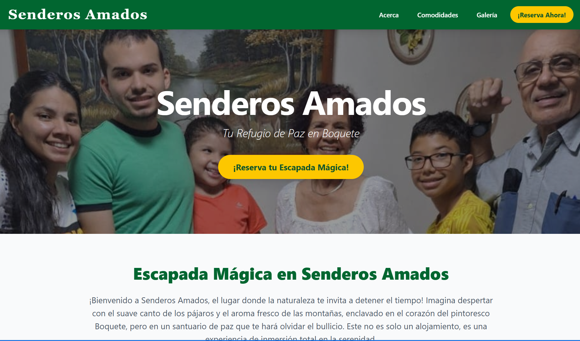 Captura de pantalla del proyecto Senderos Amados